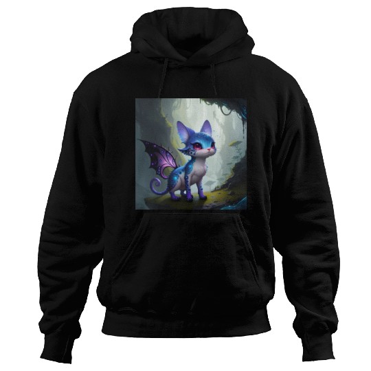 Alien Cat with Wings, Fantastic Mythical Creature Hoodies