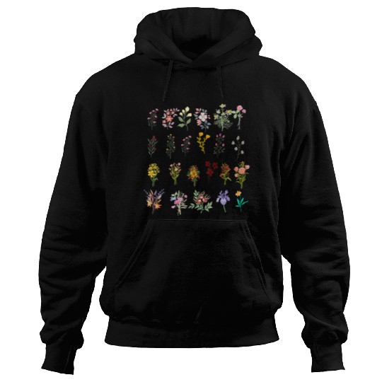 Retro Wildflowers Floral design Hoodies