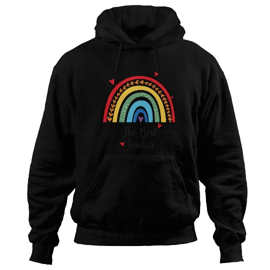The Best Teacher rainbow Gift Heart Hoodies