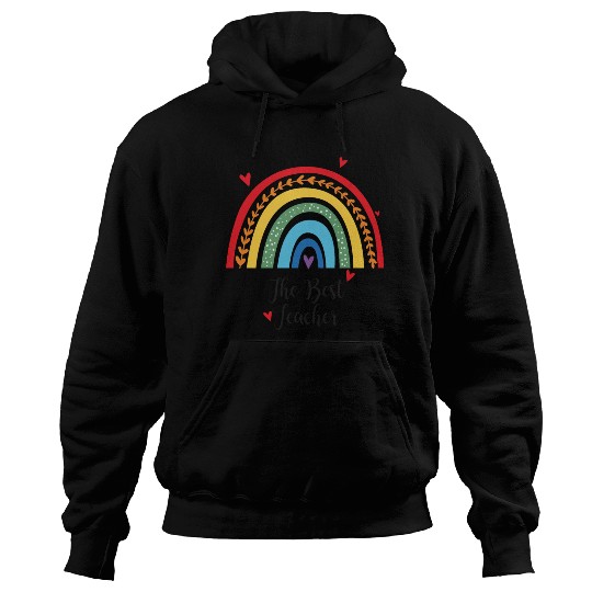 The Best Teacher rainbow Gift Heart Hoodies