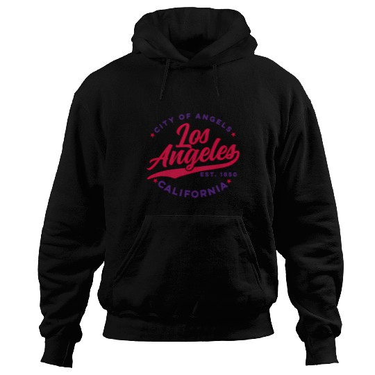 Los Angeles City Of Angels California Red Text Hoodies