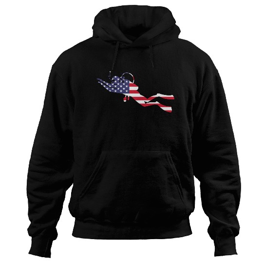 American Flag USA Diving Scuba Diver Hoodies