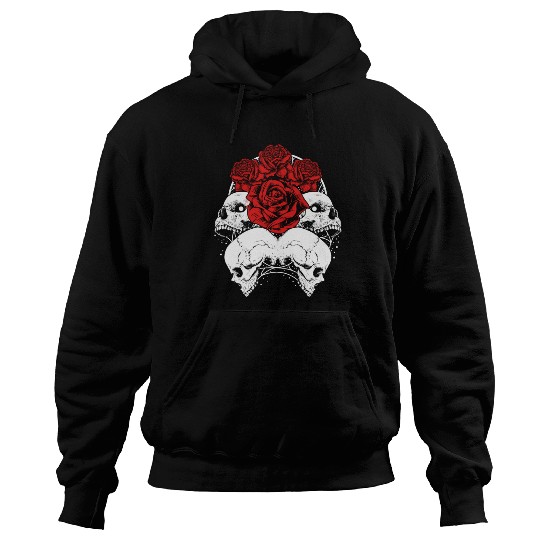 Gothic Hoodies, Skull Red Roses Goth Vintage Grunge