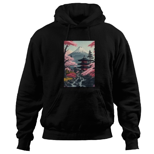 Asia Landscape Serene Mount Fuji Hoodies