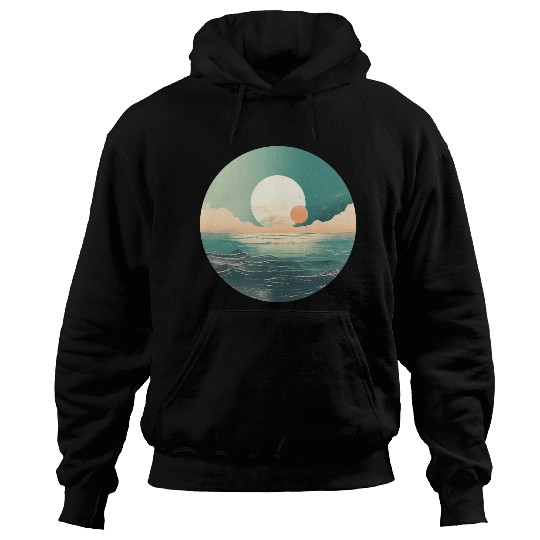 Mystical Deep See Moon Tides and Clouds Hoodies