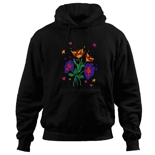 Flaming Floral Dreams Hoodies