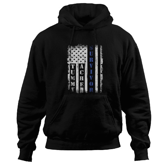 Tummy Ache Survivor Us Flag Stomachache Ibs Funny Hoodies