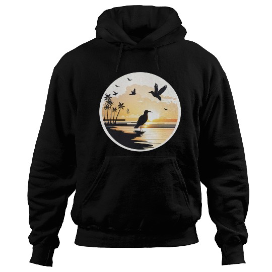 the beach sunset birds Hoodies