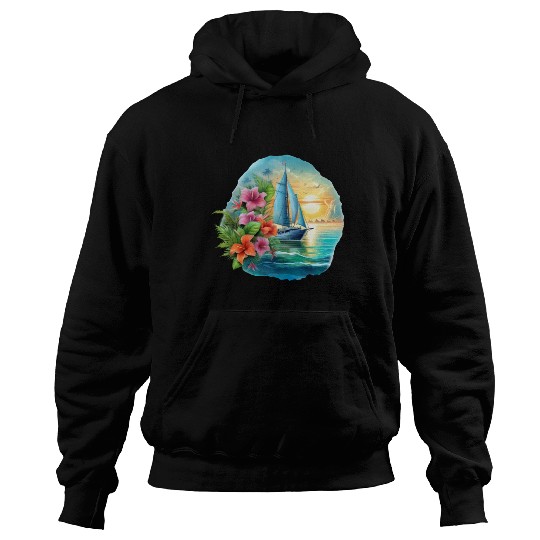 Sailing Ship Sailing Orchids Flowers Sailboat Hoodies