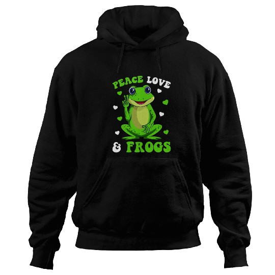 Peace Love Frogs Lover Frog Kids Girls Women Hoodies