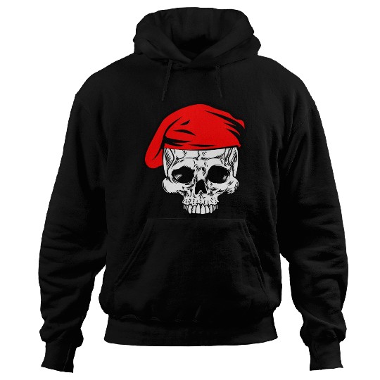 Skeleton skull red beret military army, logo milit Hoodies