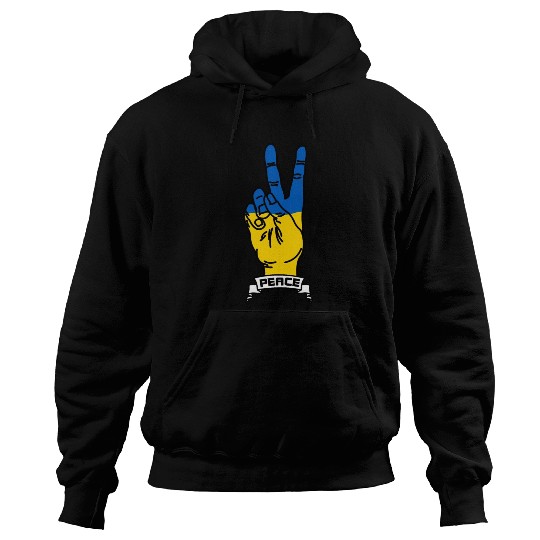 Peace for Ukraine text Hoodies