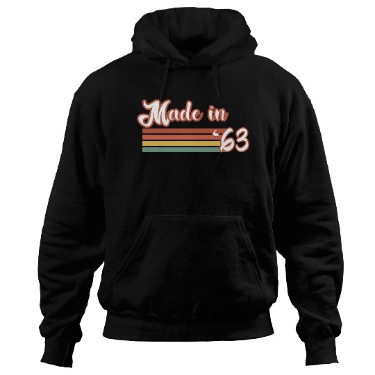 Vintage 1963 61th Birthday Made in 1963 Born in 19 Hoodies