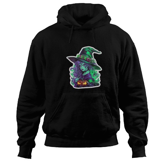 Wicked Witch Halloween Sticker, neon color Hoodies