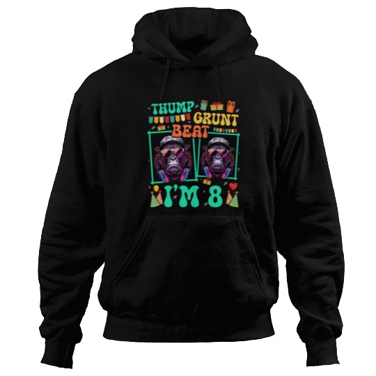 Thump Grunt Beat I'm 8 Gorilla Lover Kid 8th Hoodies
