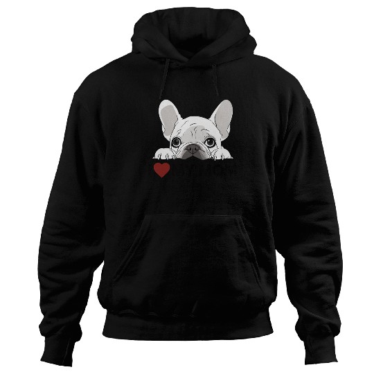 I Love My Mom - White French Bulldog - black Hoodies
