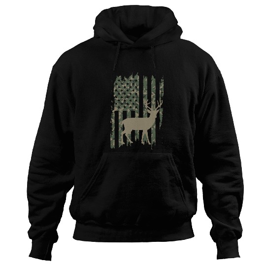 Camo American Flag Deer Hoodies