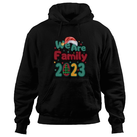 We Are Family Christmas Tree Santa Hat Pajama Hoodies