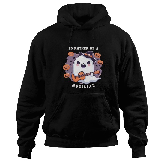 cute ghost playing guitar, Id rather be musician Hoodies
