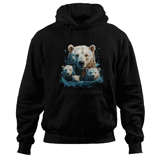 A Polar Bear Family Gift Bear Mom and Cubs Hoodies