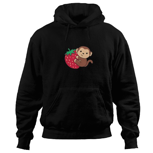 Monkey With Strawberry Cute Monkeys With Fruits Hoodies