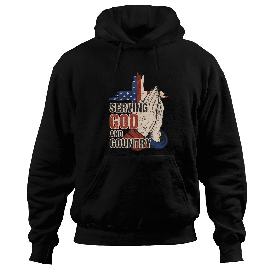 Serving God And Country US Flag Cross Patriotic Ch Hoodies