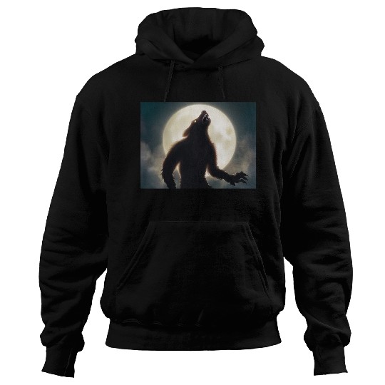 Werewolf standing in front of the moon Hoodies