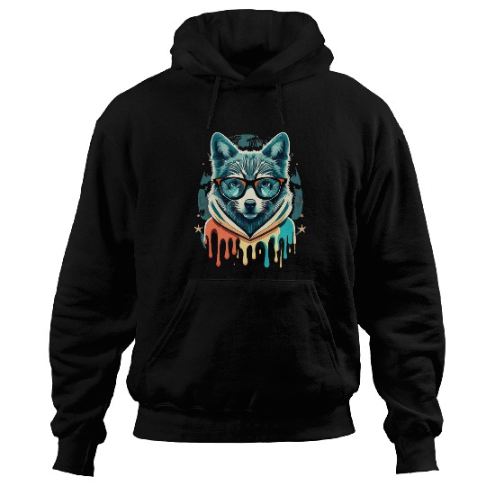 Hipster Wolf Drip Hoodies