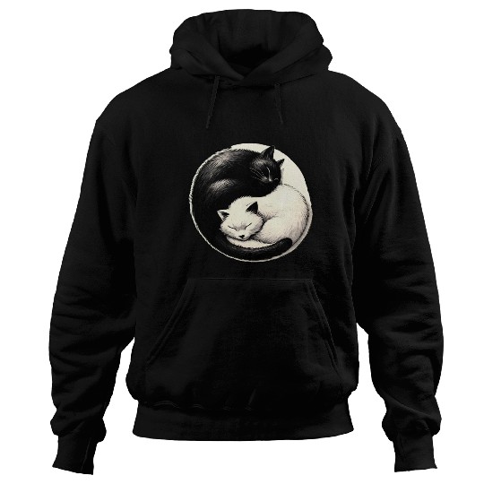 Yin and yang cats sleeping Hoodies