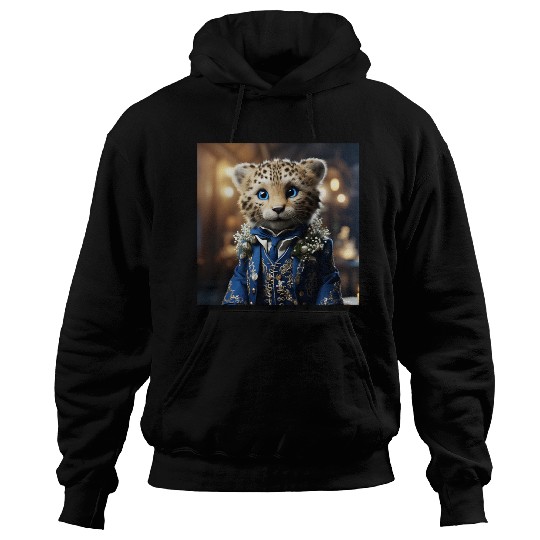 Cute Cheetah Cub Blue Eyes Tuxedo Cat Hoodies