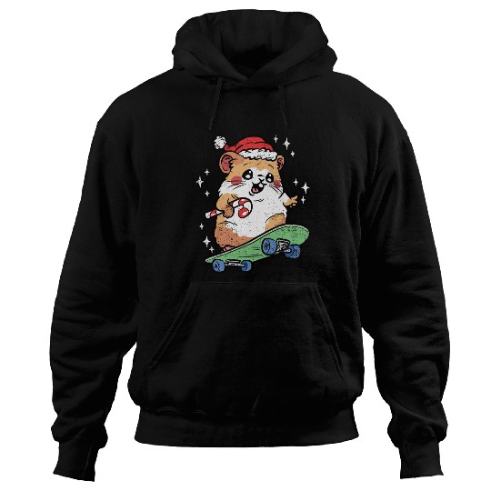CUTE HAMSTER RIDING SKATEBOARD Hoodies
