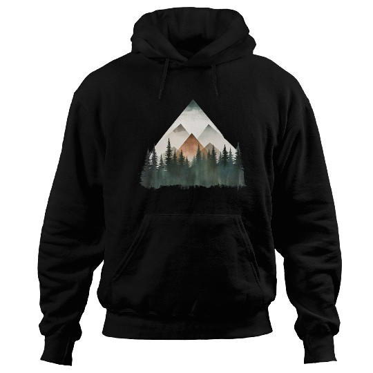 Nature Lover's Forest Mountains Triangle Design Hoodies