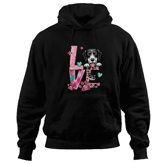 English Pointer I Love My Dog Valentines Day Hoodies