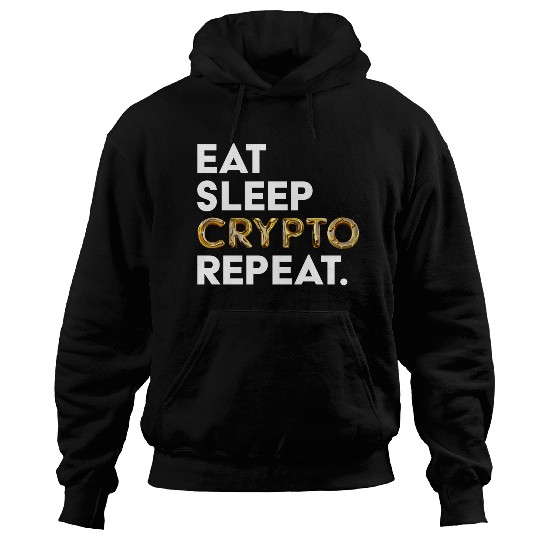Eat sleep crypto GOLD Hoodies