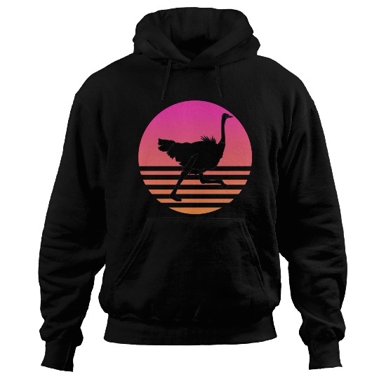 Ostrich Running Retro Sunset Hoodies