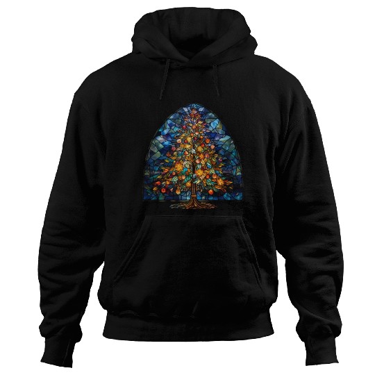 Stained Glass Christmas Tree Hoodies