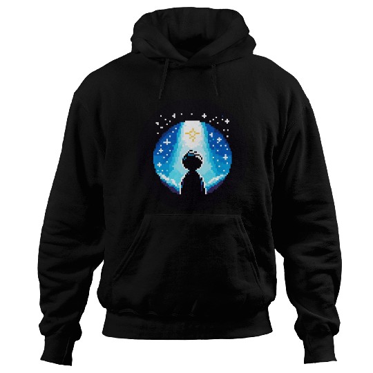 Digital Night Sky - 8-Bit Childhood Dreams Hoodies