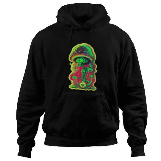 Psychedelic mushroom alien Hoodies
