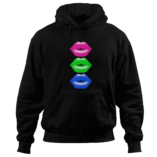 3 Kissing Lips Neon Colors Hoodies