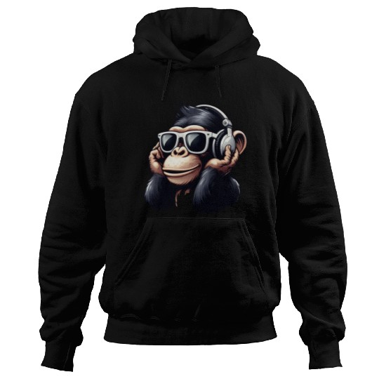 Chimpanzee with sunglasses and headphones Hoodies