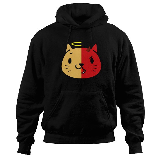 Two Face Cat Angel And Devil Hoodies