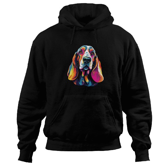 Watercolor Colorful Basset Hound Hoodies