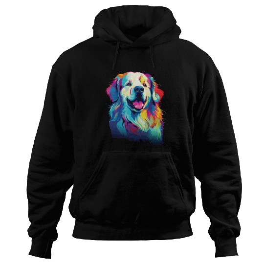 Watercolor Colorful Great Pyrenees Hoodies