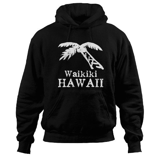 Waikiki Hawaii Palm Tree Souvenirs Gifts Vacation Hoodies