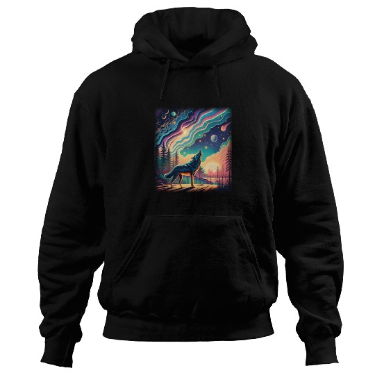 Majestic Wolf Howling At The Eclipse Hoodies