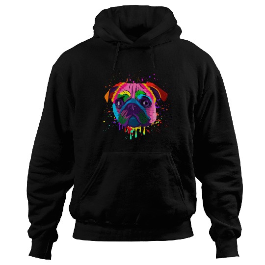 Colorful Pug Head Hoodies