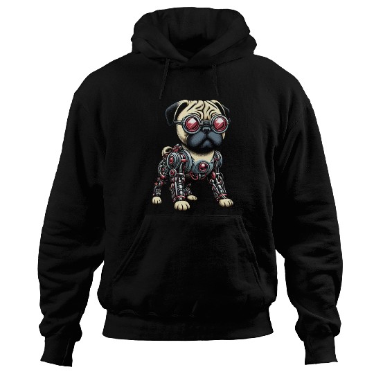 Dog Pug Robot Cyborg Mechanical Hoodies