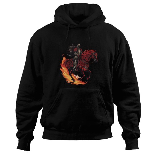Flaming fantasy horse made out gothic armor Hoodies