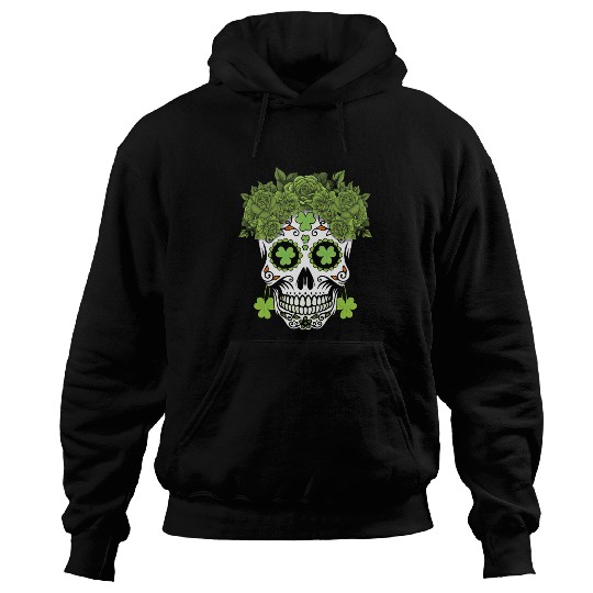 St Patrick's Day Dia De Los Muertos Shamrock Hoodies