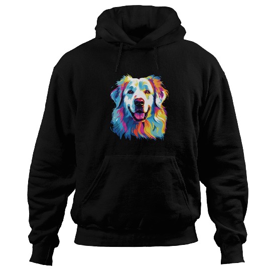 Watercolor Colorful Great Pyrenees Hoodies